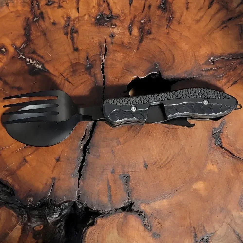 Personalized Camping or Picnic Fork, Spoon, and Knife Folding Utensil Multi-Tool